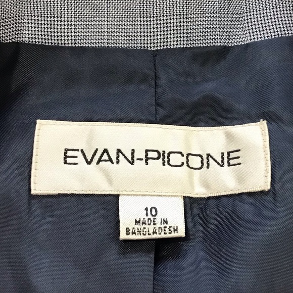 Evan Picone Blue Gray Plaid Blazer Size 10 - Picture 5 of 7